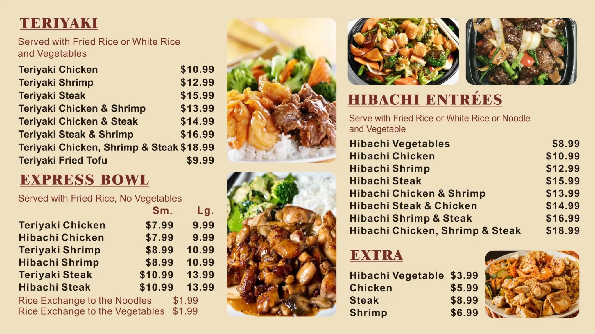 Menu - Hibachi & Wings Express